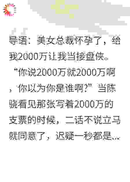 契约老公：女总裁携孕上门，赏我两千万